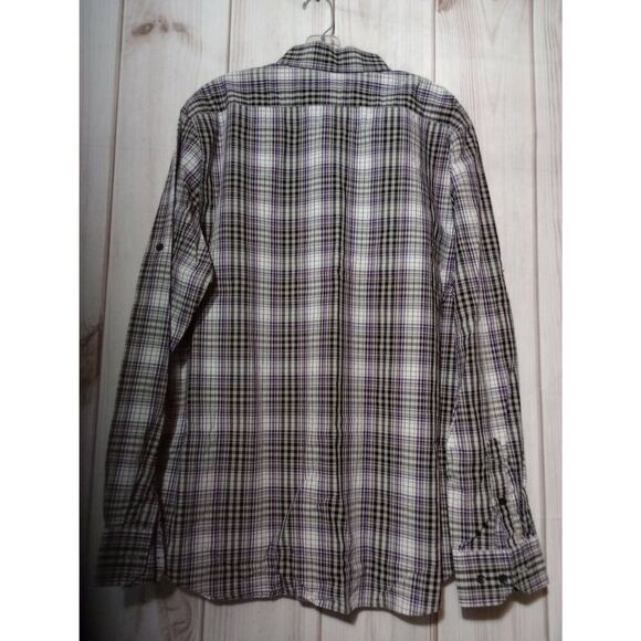 Express Shirt Men's Extra Large Purple Black Button Front Long Sleeve Modern Fit - Picture 2 of 8